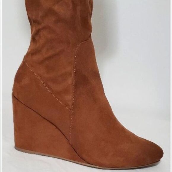 New Tall Brown Wedge Boots Size 11 - Picture 8 of 16